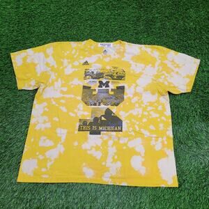 ADIDAS University-of Michigan Shirt 2XL 25x26 Yellow Bleached